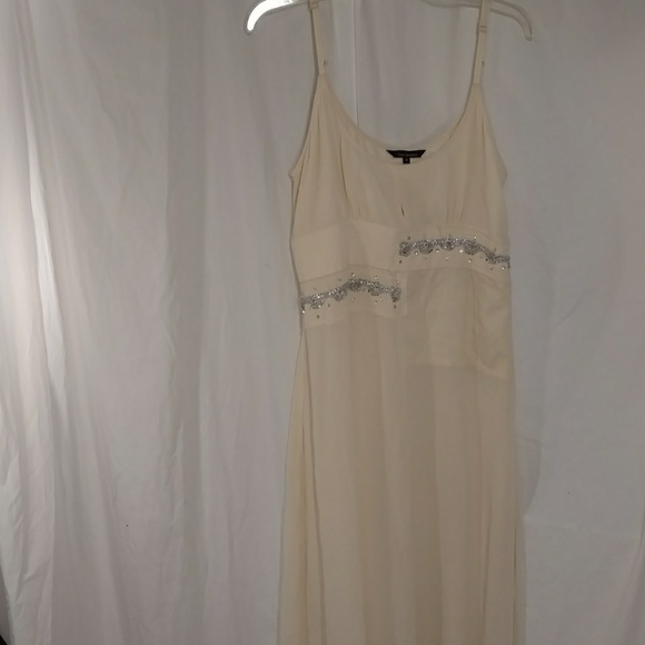 Ethereal Silk Slip Dress Tara Jarmon Paris Designer Neutral Cream Ivory Feminine - Picture 8 of 8